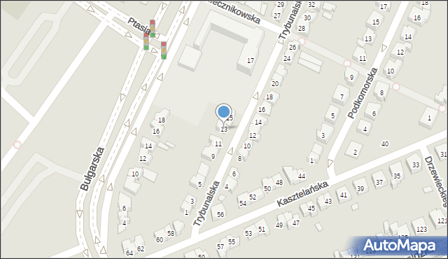 Poznań, Trybunalska, 13, mapa Poznania