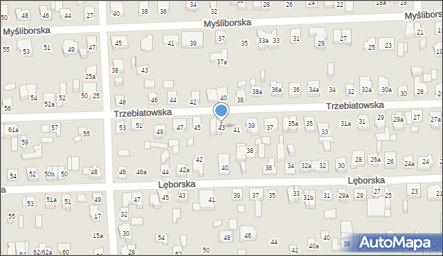 Poznań, Trzebiatowska, 43, mapa Poznania