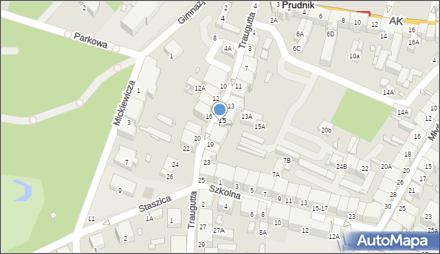 Prudnik, Traugutta Romualda, gen., 17, mapa Prudnik