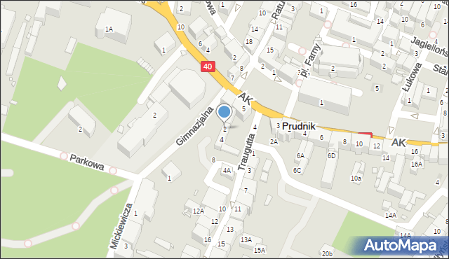Prudnik, Traugutta Romualda, gen., 2, mapa Prudnik
