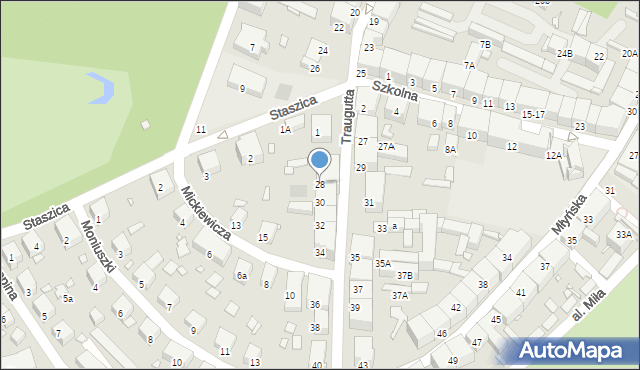 Prudnik, Traugutta Romualda, gen., 28, mapa Prudnik