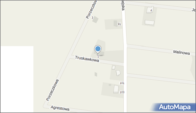 Przybyszewo, Truskawkowa, 1, mapa Przybyszewo
