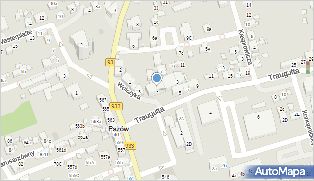 Pszów, Traugutta Romualda, gen., 1, mapa Pszów