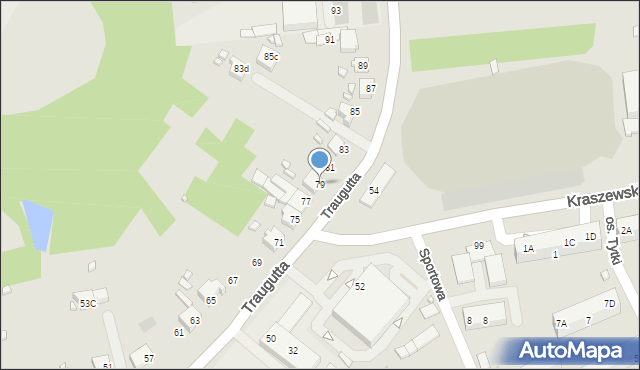 Pszów, Traugutta Romualda, gen., 79, mapa Pszów