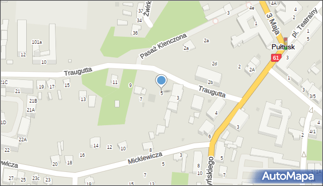 Pułtusk, Traugutta Romualda, gen., 5, mapa Pułtusk