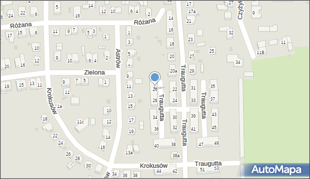 Pyskowice, Traugutta Romualda, gen., 26, mapa Pyskowice