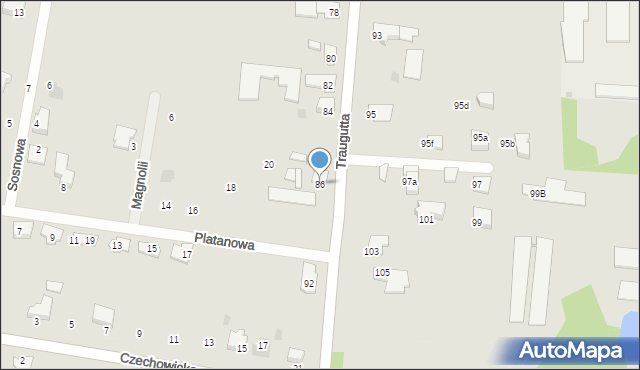 Pyskowice, Traugutta Romualda, gen., 86, mapa Pyskowice