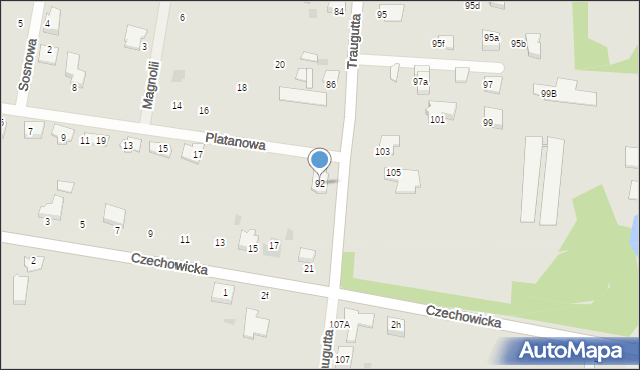 Pyskowice, Traugutta Romualda, gen., 92, mapa Pyskowice