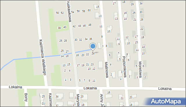 Pyskowice, Truskawkowa, 24, mapa Pyskowice