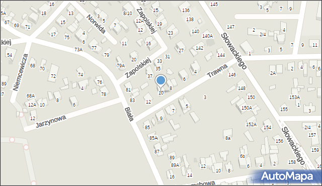 Radom, Trawna, 10, mapa Radomia