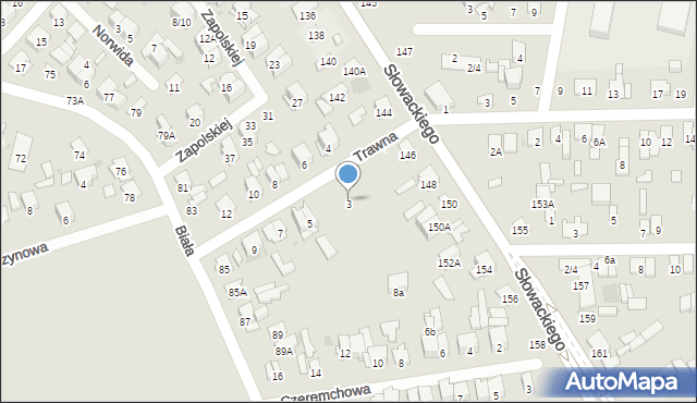 Radom, Trawna, 3, mapa Radomia