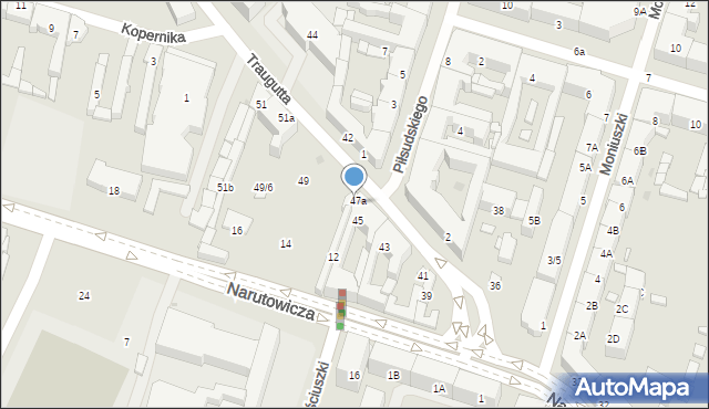 Radom, Traugutta Romualda, gen., 47, mapa Radomia