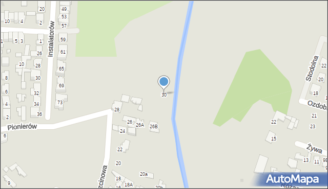 Radom, Trzcinowa, 30, mapa Radomia