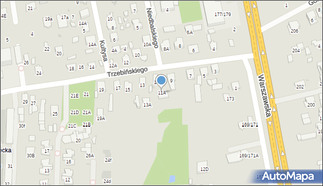 Radom, Trzebińskiego Jana Kantego, 11A, mapa Radomia