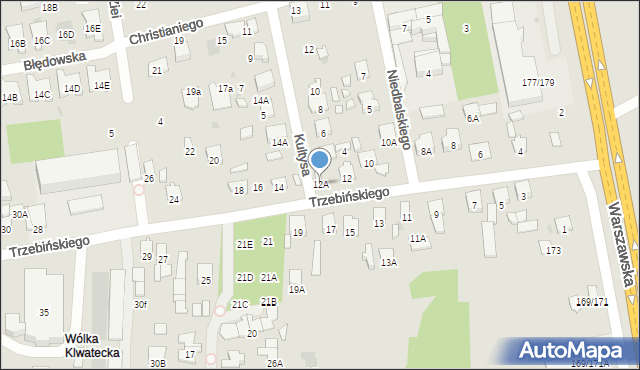 Radom, Trzebińskiego Jana Kantego, 12A, mapa Radomia