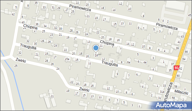 Radomsko, Traugutta Romualda, gen., 14, mapa Radomsko