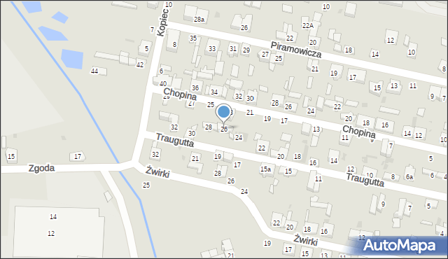 Radomsko, Traugutta Romualda, gen., 26, mapa Radomsko