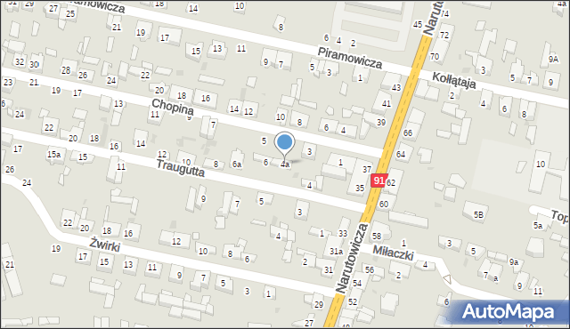 Radomsko, Traugutta Romualda, gen., 4a, mapa Radomsko