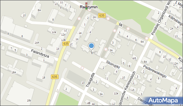 Radzymin, Traugutta Romualda, gen., 8, mapa Radzymin