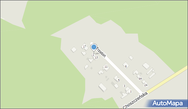 Recz, Trzebiń, 15, mapa Recz