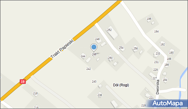 Rogi, Trakt Papieski, 246, mapa Rogi