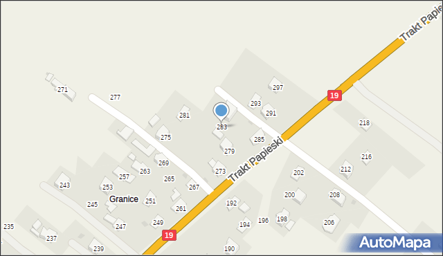 Rogi, Trakt Papieski, 283, mapa Rogi