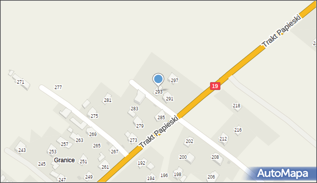 Rogi, Trakt Papieski, 293, mapa Rogi