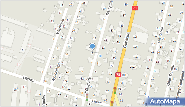 Rybnik, Traugutta Romualda, gen., 9, mapa Rybnika