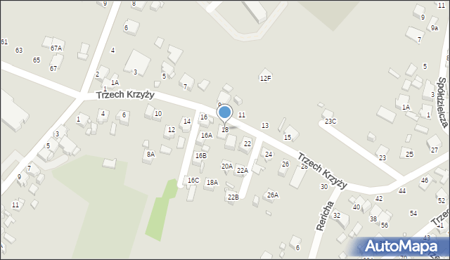 Rybnik, Trzech Krzyży, 18, mapa Rybnika