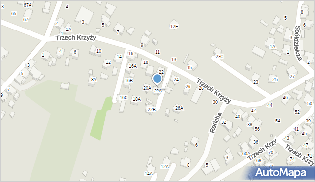 Rybnik, Trzech Krzyży, 22A, mapa Rybnika