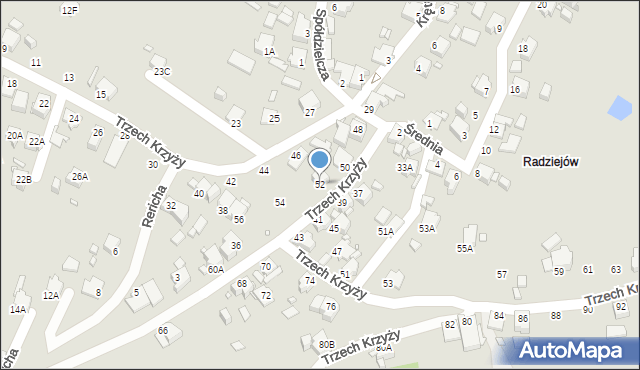 Rybnik, Trzech Krzyży, 52, mapa Rybnika