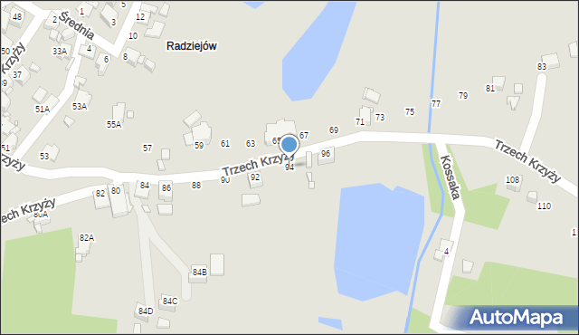 Rybnik, Trzech Krzyży, 94, mapa Rybnika