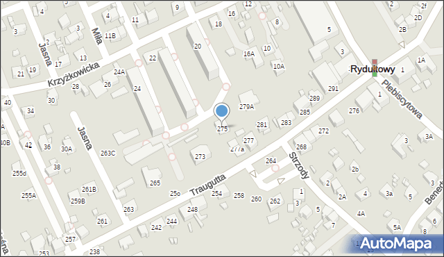 Rydułtowy, Traugutta Romualda, gen., 275, mapa Rydułtowy