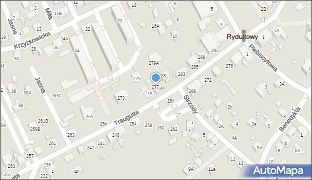 Rydułtowy, Traugutta Romualda, gen., 279, mapa Rydułtowy