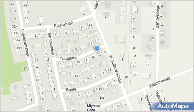 Rydzyna, Traugutta Romualda, gen., 20, mapa Rydzyna