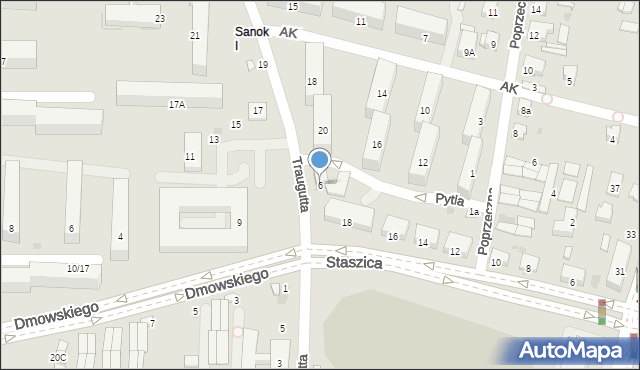 Sanok, Traugutta Romualda, gen., 6, mapa Sanok