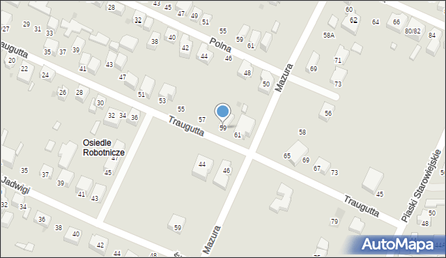 Siedlce, Traugutta Romualda, gen., 59, mapa Siedlce