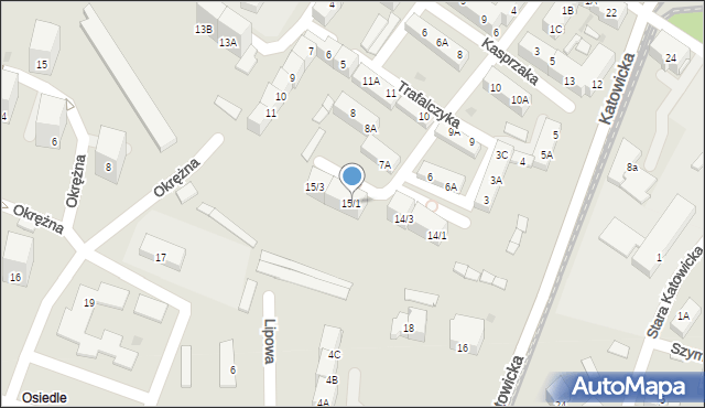 Siemianowice Śląskie, Trafalczyka, 15/1, mapa Siemianowice Śląskie