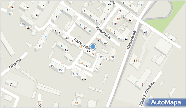 Siemianowice Śląskie, Trafalczyka, 9, mapa Siemianowice Śląskie
