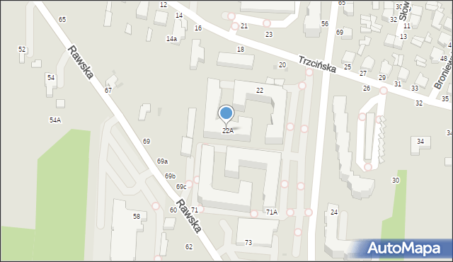 Skierniewice, Trzcińska, 22A, mapa Skierniewic