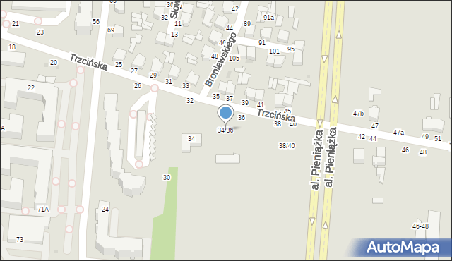 Skierniewice, Trzcińska, 34/36, mapa Skierniewic