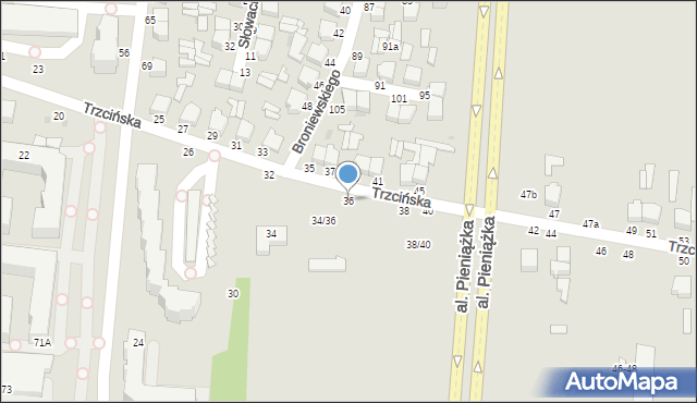 Skierniewice, Trzcińska, 36, mapa Skierniewic