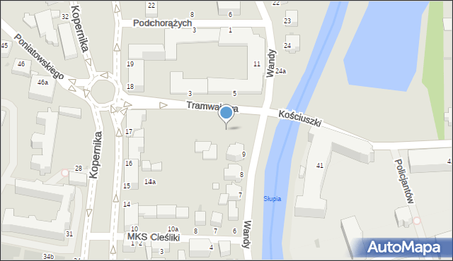 Słupsk, Tramwajowa, 10, mapa Słupska