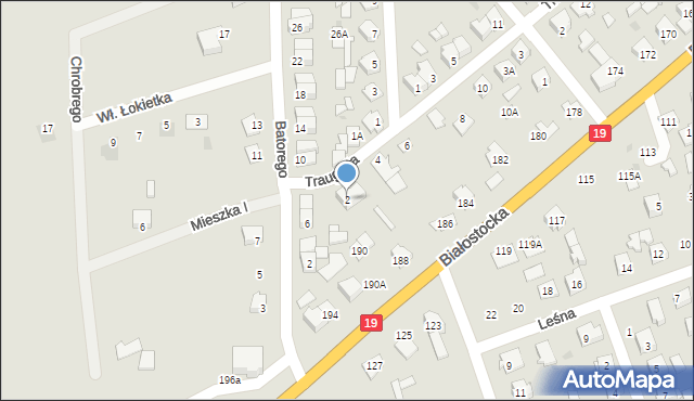 Sokółka, Traugutta Romualda, gen., 2, mapa Sokółka