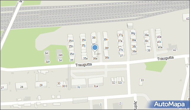 Sosnowiec, Traugutta Romualda, gen., 36c, mapa Sosnowca