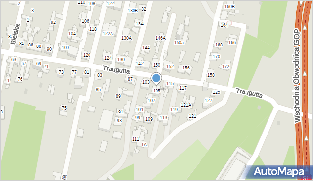 Sosnowiec, Traugutta Romualda, gen., 105, mapa Sosnowca