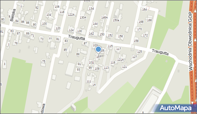 Sosnowiec, Traugutta Romualda, gen., 107, mapa Sosnowca