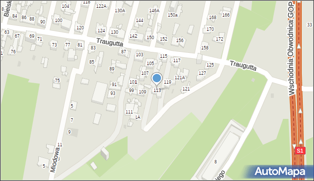Sosnowiec, Traugutta Romualda, gen., 113, mapa Sosnowca