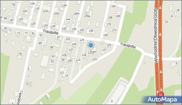 Sosnowiec, Traugutta Romualda, gen., 121A, mapa Sosnowca