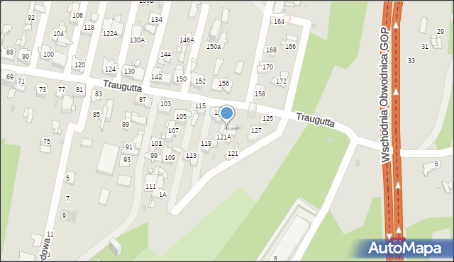 Sosnowiec, Traugutta Romualda, gen., 123, mapa Sosnowca